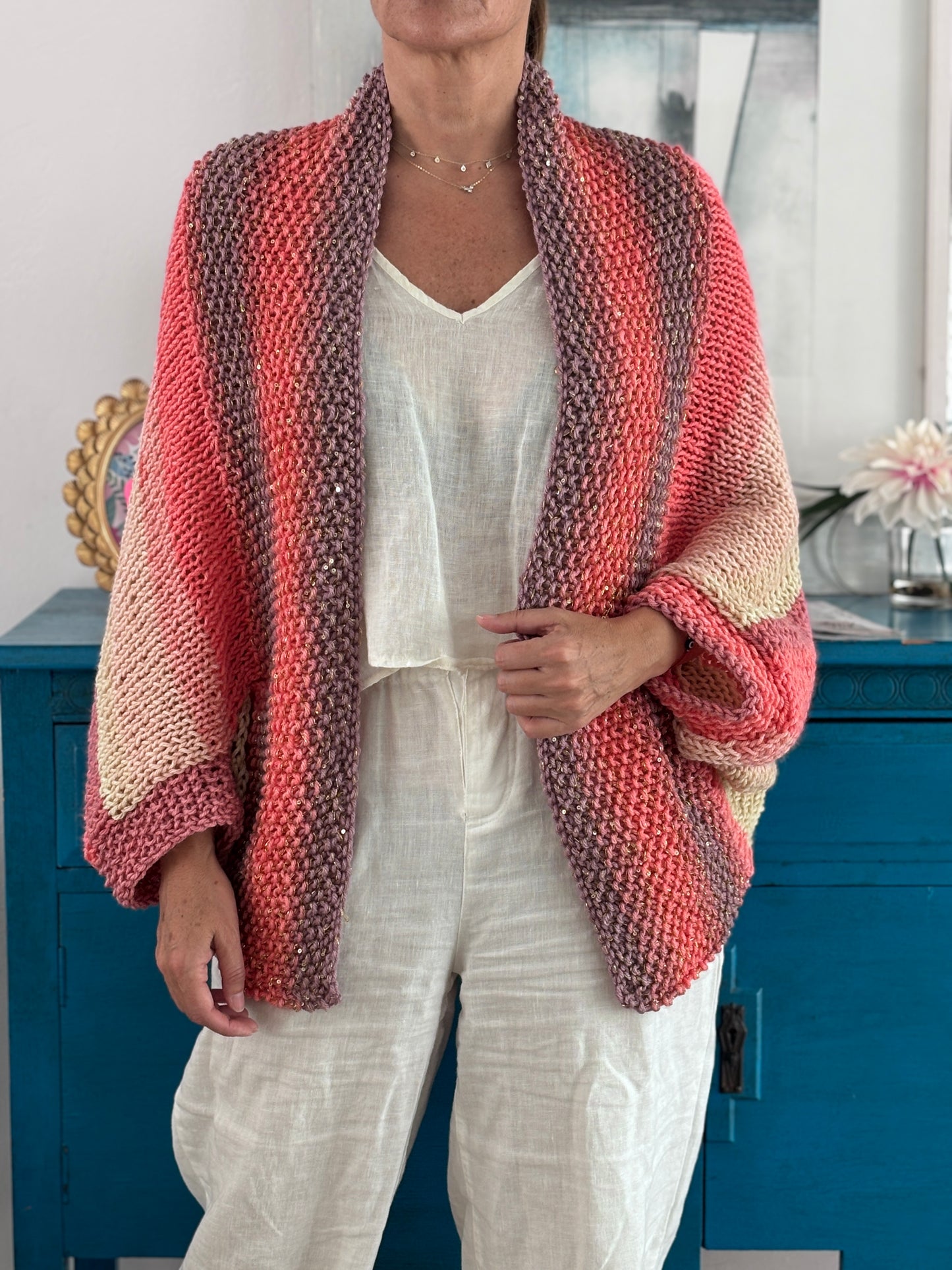 Coral-colored Loreto Cardigan