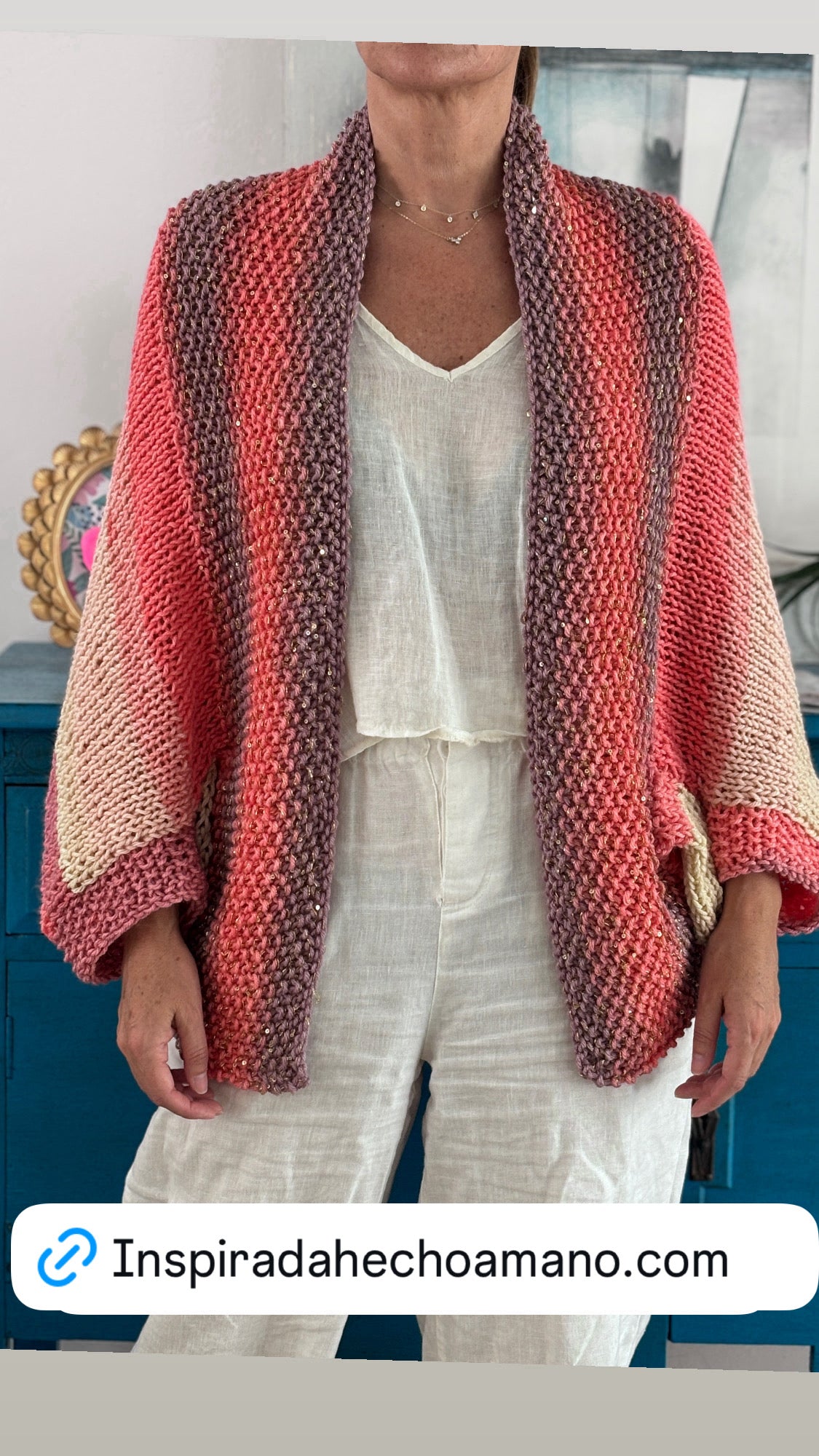 Coral-colored Loreto Cardigan