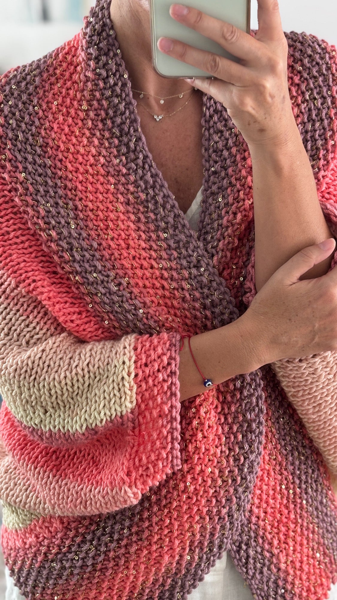 Coral-colored Loreto Cardigan