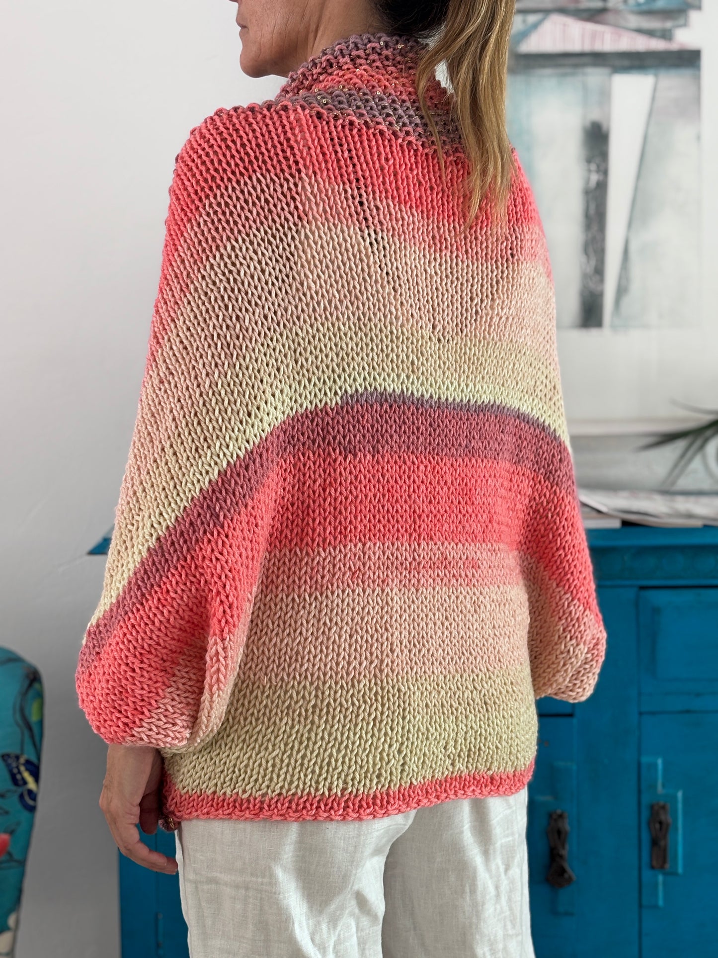 Coral-colored Loreto Cardigan