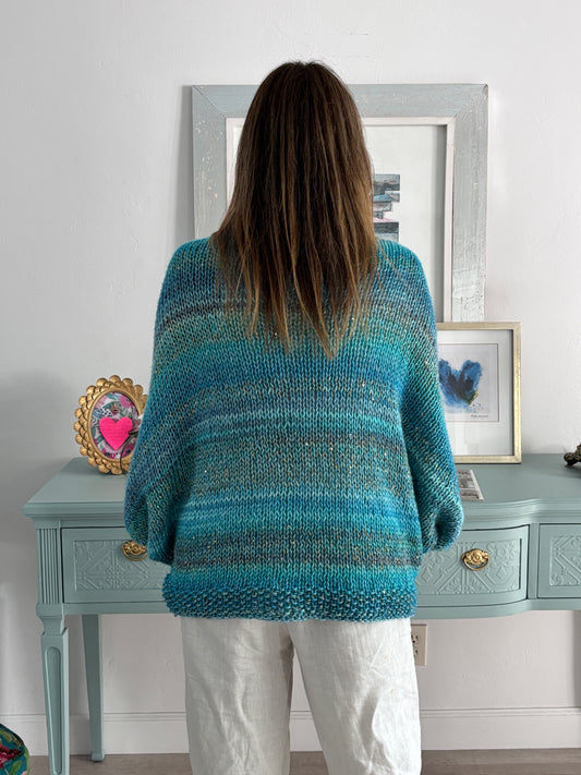 Cardigan Dúo Turquesa Jaspeado
