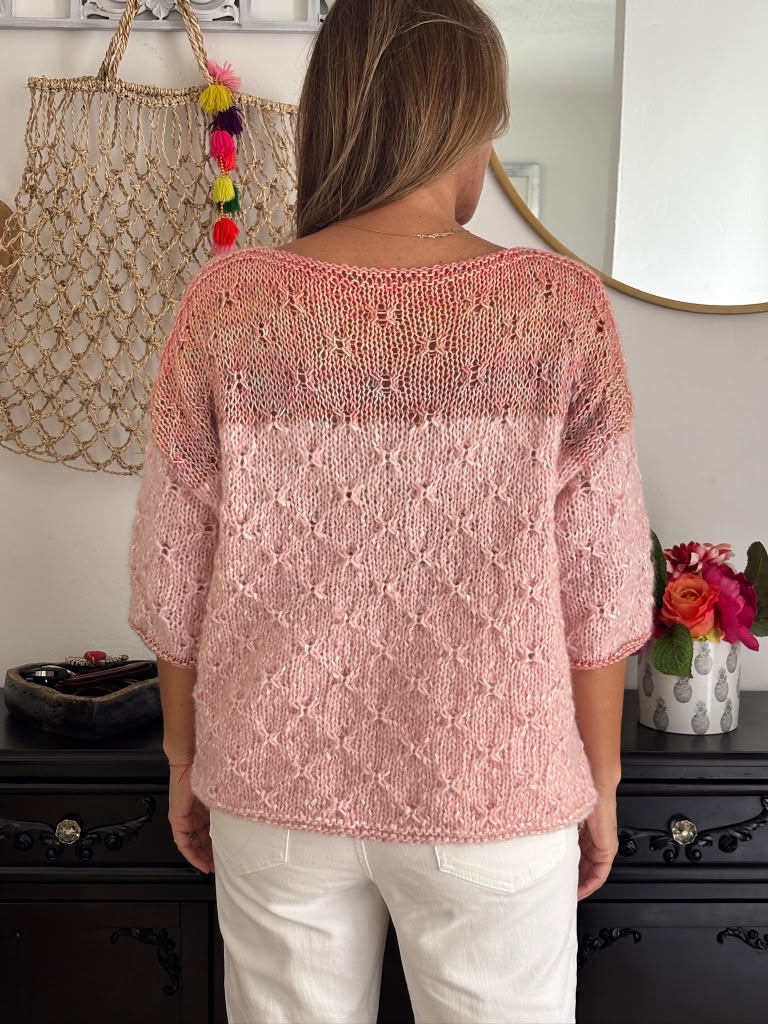 Sweater Kate tejido a mano en punto estrella con mangas ¾