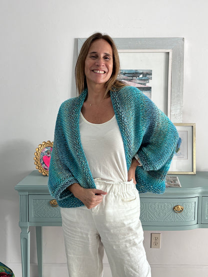 Cardigan Dúo Turquesa Jaspeado