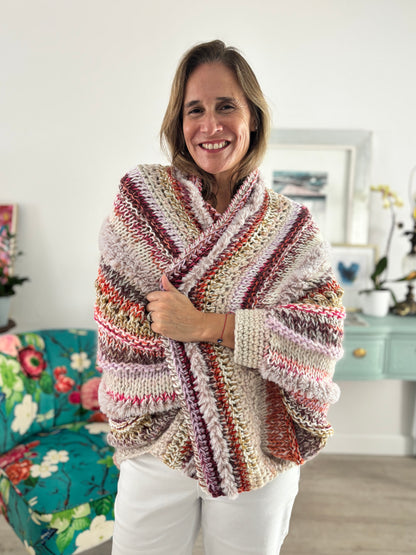 Cardigan Inés, color Jardín Rosé