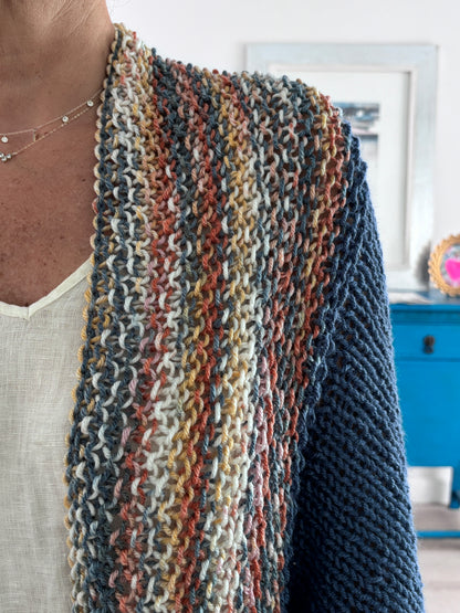 Cardigan Loreto azul jaspeado