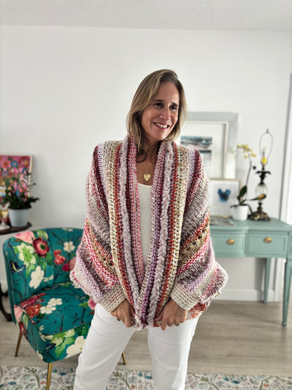 Cardigan Inés, color Jardín Rosé