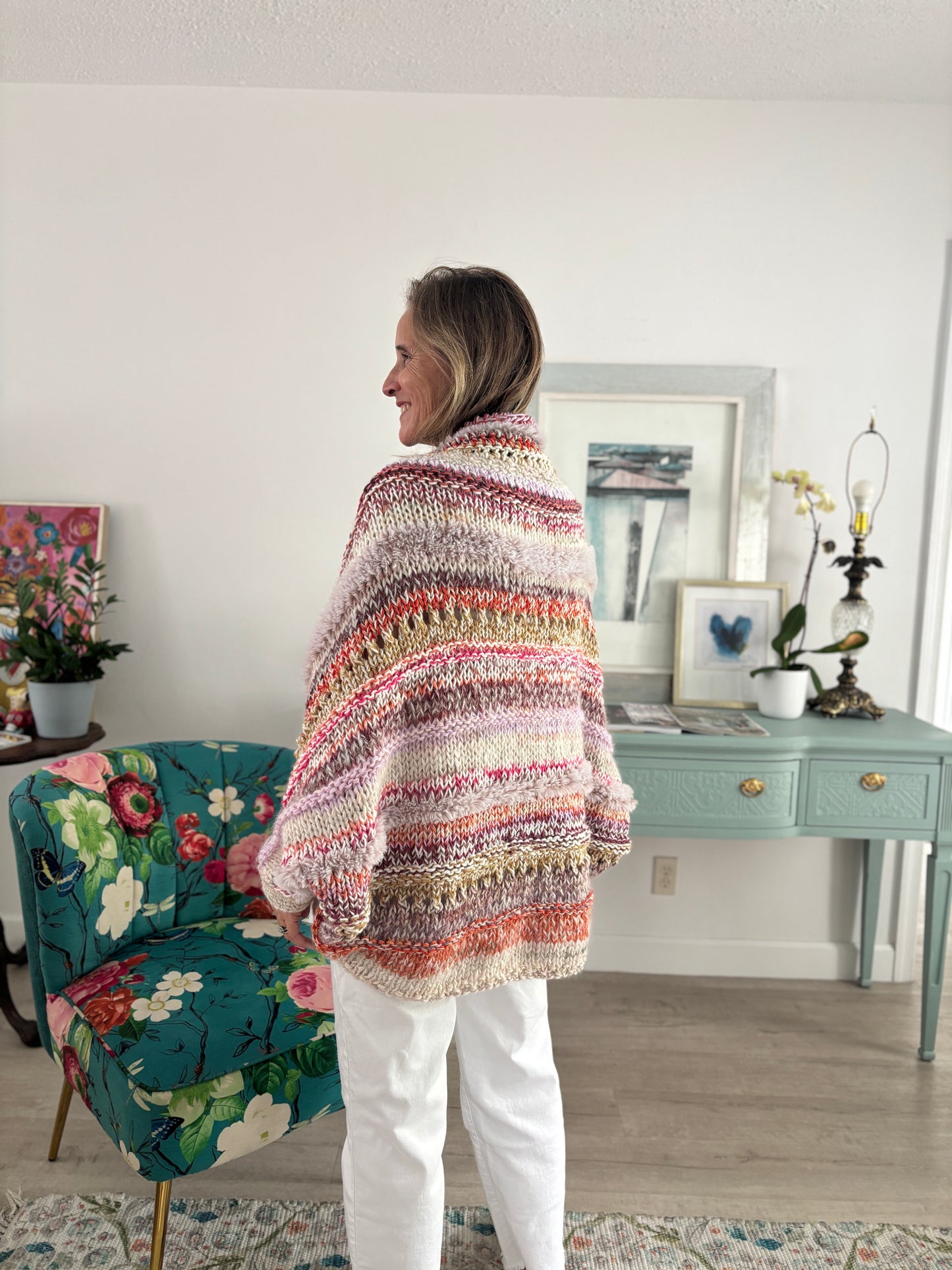Cardigan Inés, color Jardín Rosé