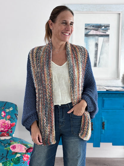 Cardigan Loreto azul Jaspeado