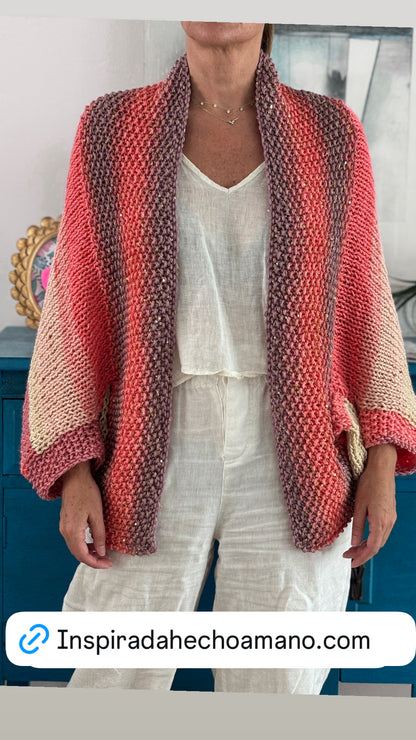 Coral-colored Loreto Cardigan