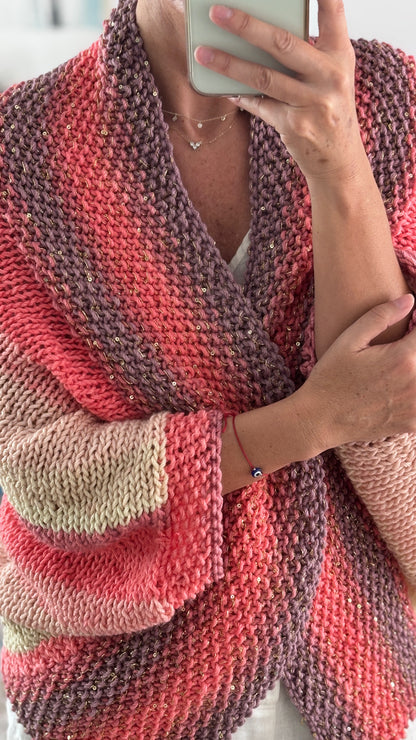 Coral-colored Loreto Cardigan