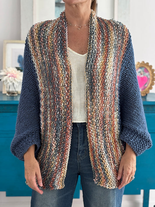 Cardigan Loreto azul jaspeado