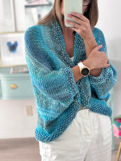 Cardigan Dúo Turquesa Jaspeado