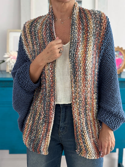 Cardigan Loreto azul jaspeado