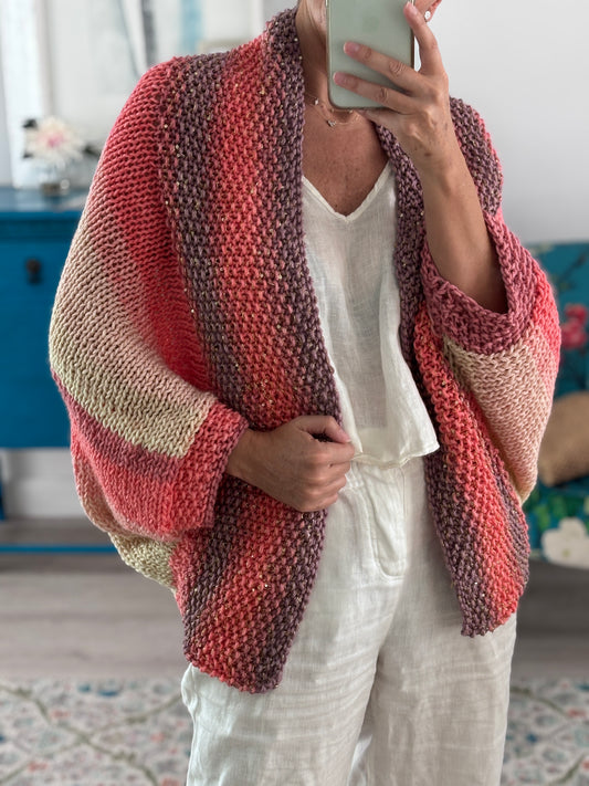Coral-colored Loreto Cardigan
