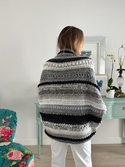 Cardigan Inés, perla,gris y negro