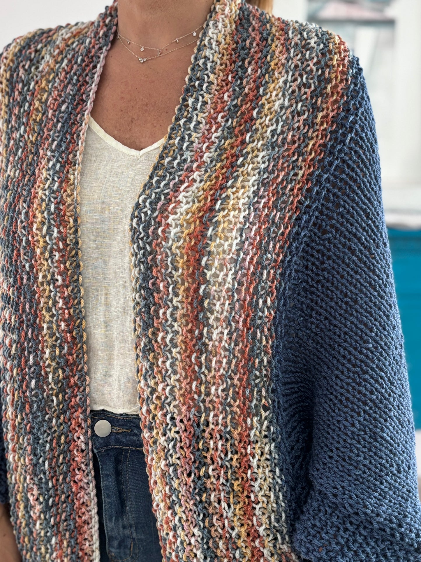Cardigan Loreto azul Jaspeado