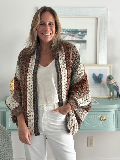 Cardigan Inés crema/café