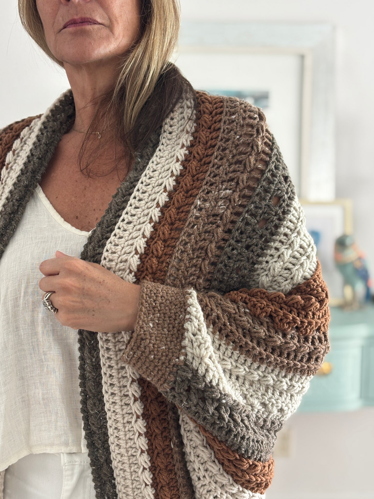 Cardigan Inés crema/café