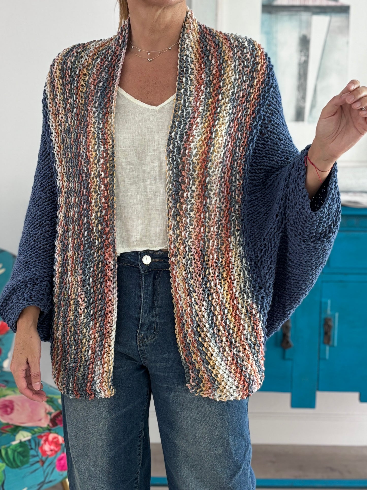 Cardigan Loreto azul Jaspeado