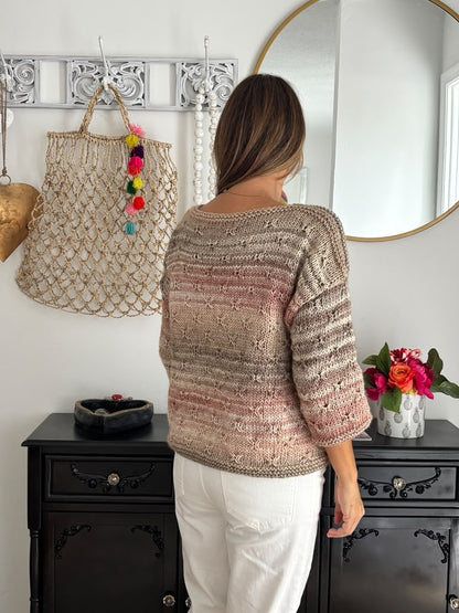 Sweater Kate tejido a mano en punto estrella con mangas ¾