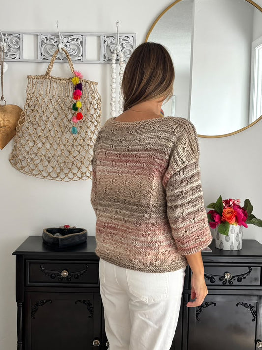 Sweater Kate tejido a mano en punto estrella con mangas ¾